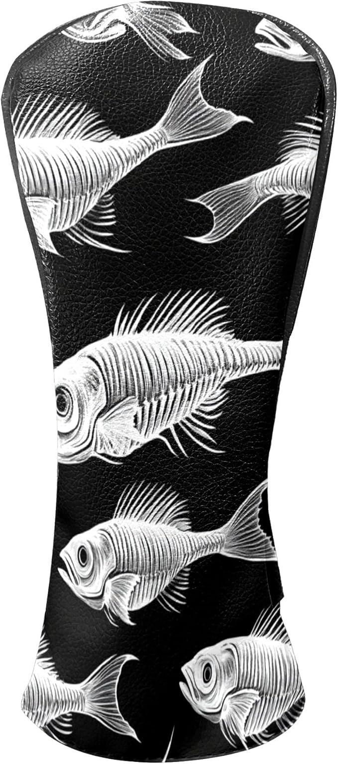 Golf Club Covers PU Leather Waterproof Golf Club Head Covers for Fairway Woods and Driver White Fishbone Pattern Driver Cover Suitable for Most Brands