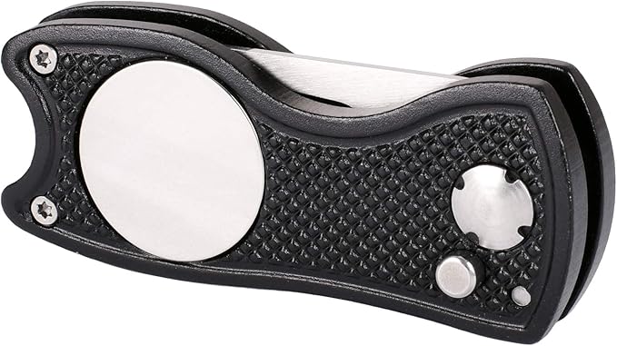 Mile High Life Microfiber Waffle Pattern Golf Towel | Club Groove Cleaner Brush | Foldable Divot Tool with Magnetic Ball Marker (Navy Towel/Brush/Fish Divot)