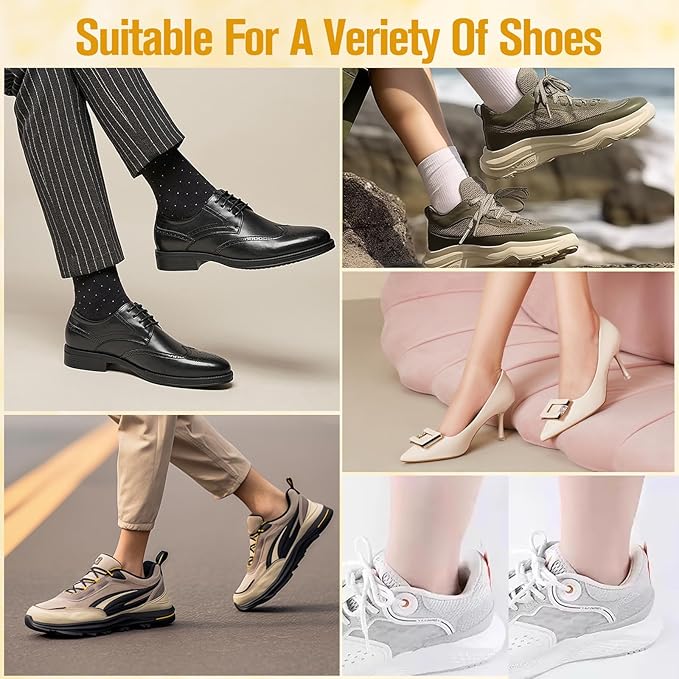 8 Pcs Shoe Fillers & Heel Pads for Loose or Too Big Shoes – Toe Cushions & Heel Grips for Women and Men, Comfort Insoles for Heels, Sneakers, Boots – Pain Relief & Better Fit(Black + Beige)