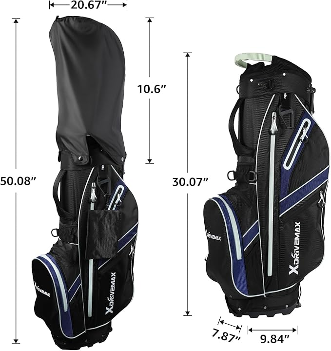 Golf Stand Bag, Lightweight Golf Bag with 8-Way Top Dividers, Golf Bag for Men & Women with Adjustable Dual Strap, Rain Cover, Cooler and Golf Accessory Kit