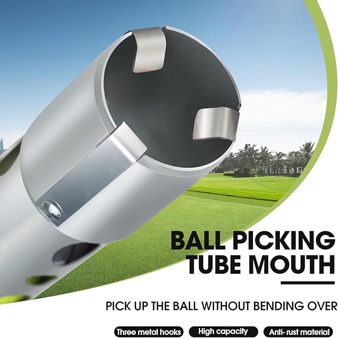 Golf Ball Shag Tube Professional Golf Ball Picker Upper Aluminum Golf Ball Retriever Collector Practice Pick-up Sucker Tool