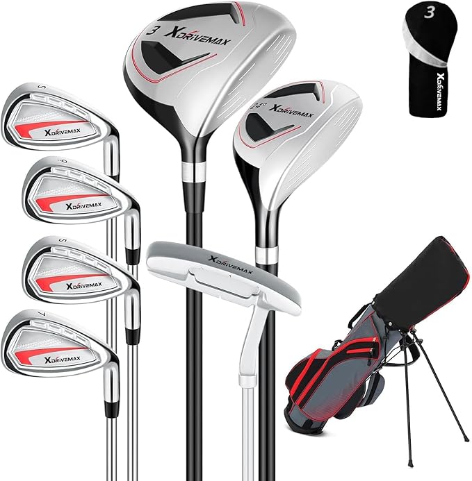 8 Pieces Complete Golf Club Set for Men Left or Right Handed – Mens Golf Clubs Full Set with Fairway Wood, Hybrid, Irons, Putter & Lightweight Bag – Beginner Friendly, Best Value, Distance & Accuracy