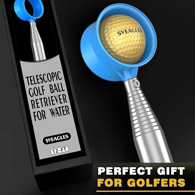 Golf Ball Retriever Telescopic for Water, 12Ft/9Ft Two-Sided Golf Ball Grabber Stainless Steel Ball Retriever Tool Golf Ball Picker Golf Accessories