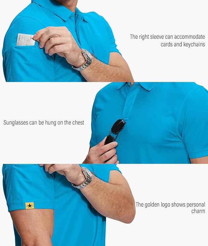 ZITY 5 Pack Mens Polo Shirt Short Sleeve Sports Golf Tennis T-Shirt Moisture-Wicking Summer Shirts