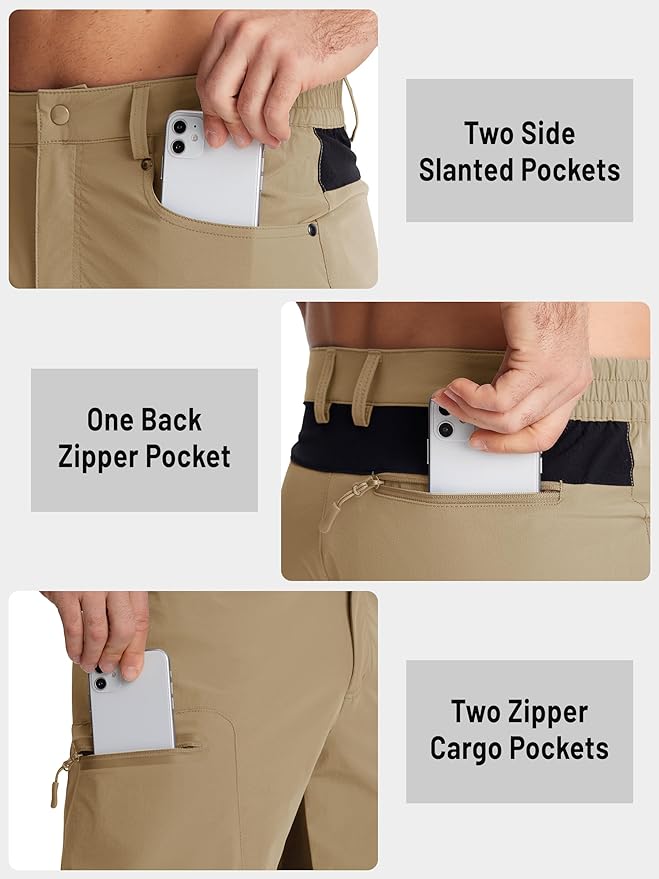 TACVASEN Men's Hiking Cargo Shorts 10" with Zipper Pockets Quick Dry Casual Stretch Golf Work Short Outdoor Summer