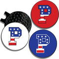 Wolf Golf Towels Golf Ball Marker Hat Clip | USA Monogram | 1 Magnetic Clip + 3 Ball Markers | Patriotic Golf Accessories for Men & Women
