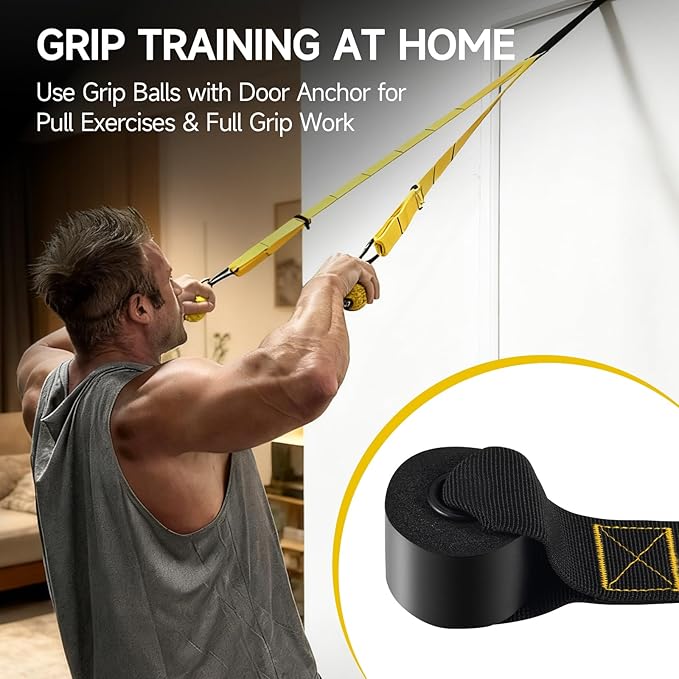 FitBeast Pull Up Ball Grips & Finger Straps Set – Grip Balls for Dead Hangs, Pull Ups, Climbing & Home Gym Training