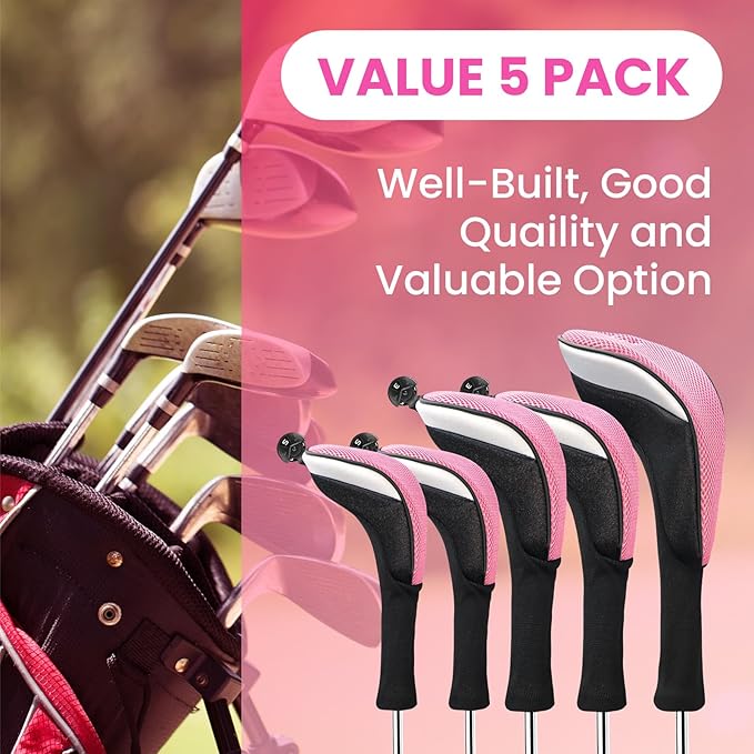 FINGER TEN Golf Club Head Covers Woods Driver Fairway Hybrid 3/4/5 Set, Headcovers Men 1 3 5 7 X Interchangeable Number Tag, Fit All Wood Clubs