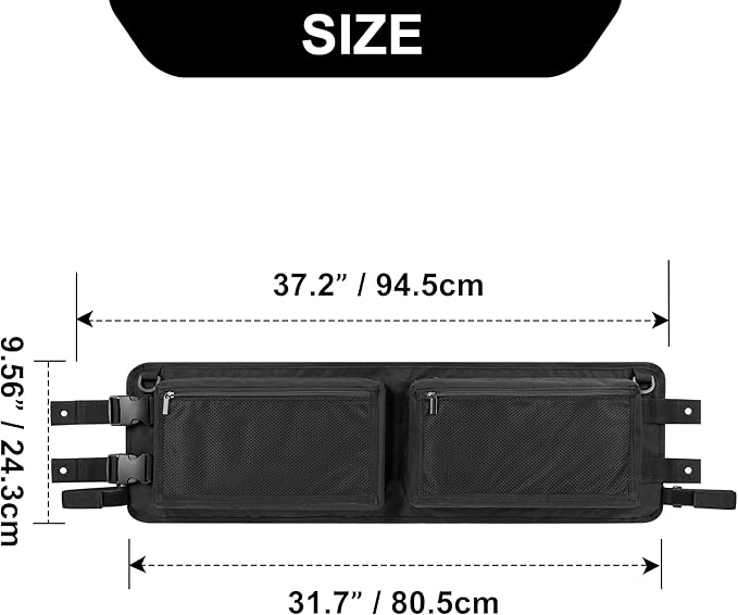 Golf Cart Ceiling Storage Bag, Golf Cart Overhead Organizer Bag Compatible with Club Car Precedent,Tempo, Onward, Black