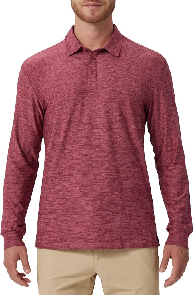 NAVISKIN Men's Polo Shirts Long Sleeve Golf Shirts with Collar UPF 50 SPF Shirt for Men Quick Dry Moisture Wicking