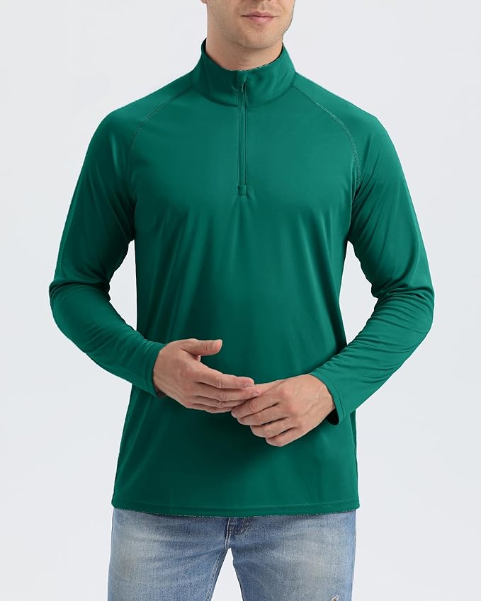 Boladeci Men's UPF 50+ Sun Shirts 1/4 Zip Long Sleeve SPF UV Protection Lightweight Quick Dry Quarter Zip Golf Shirts