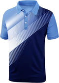 JACKETOWN Mens Polo Shirts Short Sleeve Print Dry Fit Performance Moisture Wicking Casual Collared Golf Shirts