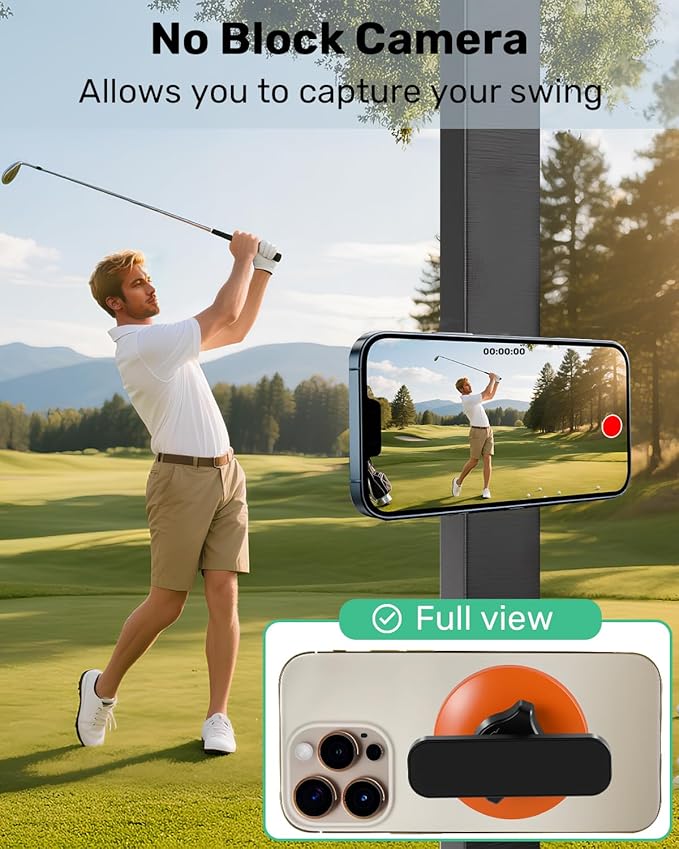 Magnetic Golf Cart Phone Holder, Compatible with MagSafe iPhone 16 Pro Max Plus 15 14 13 12 Mini, for GPS & Golf Apps, Fits EZGO, Club Car, Yamaha, and Icon, Golf Cart Accessories