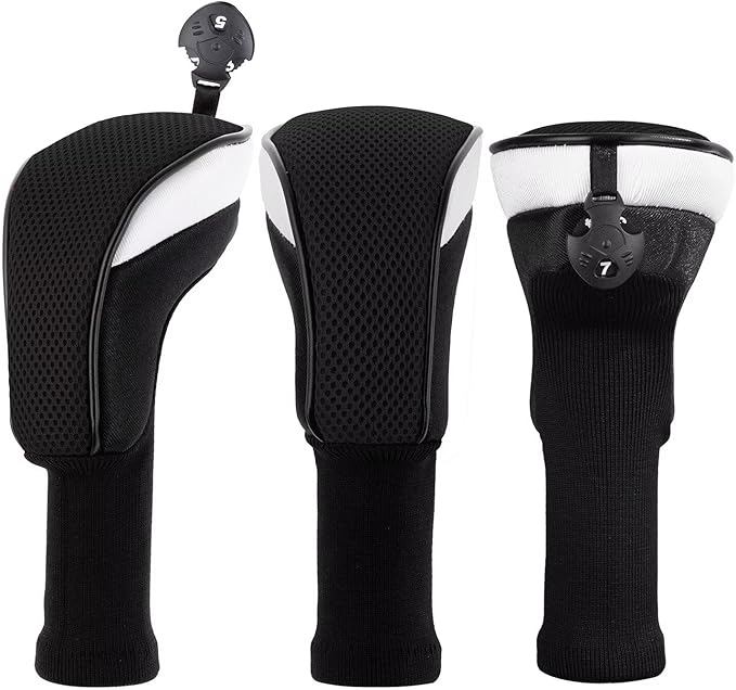 Golf Club Head Cover for Driver Fairway Hybrid 3 Pcs Woods Headcovers, Golf Accessories Head Covers Set with Interchangeable No. Tags 3 4 5 7 X Golf Accessories for Men Women