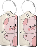 TSA Approved Luggage Tags Pig for Suitcases 2 Pack Funny Leather Carnival Cruise Airport Cute Travel Name Tags Golf Bag tag Ships Essentials Privacy Cover ID Label for Women Men