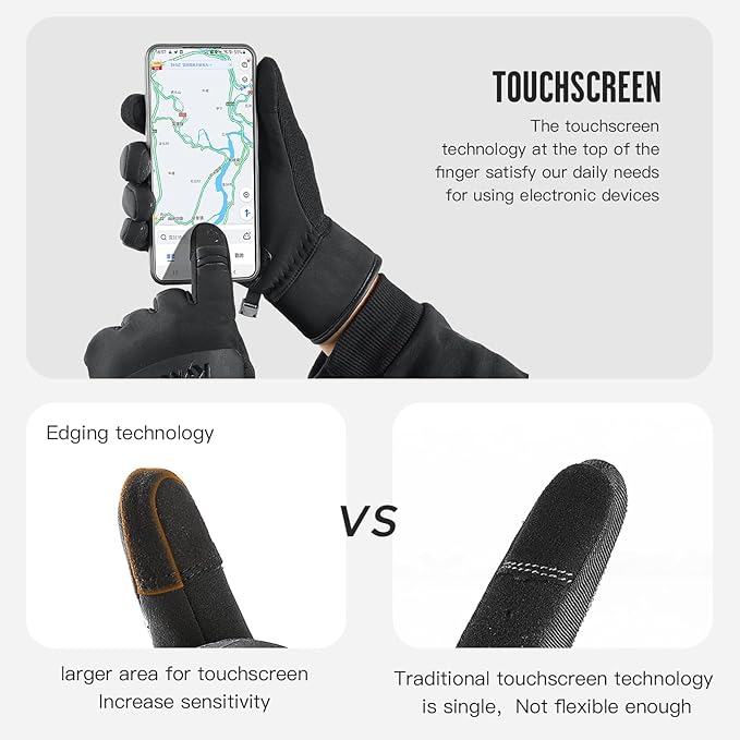 FOXLVDA 10℉ Winter Gloves Men Women, Waterproof Windproof Thermal Touch Screen with Non-Slip Grip and Warm Lining for Cold Weather Cycling Driving Hiking Running Golf Ski Snow Ski Sports Daily Work