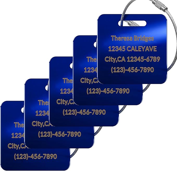 (5Pack) Custom Personalized Luggage Tags-Customized Unique tag for Suitcase Backpack Travel,Bags (Blue (2 × 2))