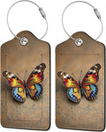TSA Approved Luggage Tags for Suitcases Colorful Butterfly 2 Pack Funny Leather Carnival Cruise Airport Cute Travel Name Tags Golf Bag tag Ships Essentials Privacy Cover ID Label for Women Men
