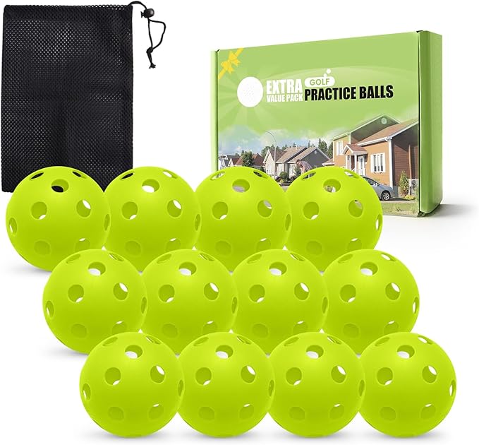 FINGER TEN Golf Practice Balls Plastic Colored Value 12/24/36/50 Pack, Limited Flight Sports Training Ball for Men Women, Indoor Outdoor Driving Range Backyard Use