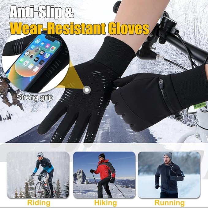 Winter Gloves for Men Women Waterproof Glove,Touchscreen Gloves Thermal Snow Gloves for Running Cycling Driving