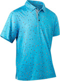 Mens Golf Shirts Quick Dry Moisture Wicking Casual Short Sleeve Performance Athletic Print Collared Stylish Men Polo Shirt