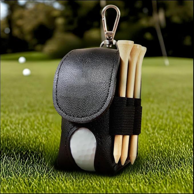Drawelry Personalized Golf Balls Bag, Mini Golf Ball Pouch Storage Bag Portable Leather Golf Tee Holder Fathers Day Birthday Gift for Golfers Men Women