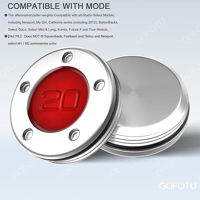 2pcs 5g-40g Golf Custom Weights Compatible with Titleist Scotty Cameron Golf Club Putters Newport Red (2PCS 20g(Doesn't include Wrench))