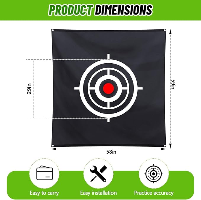 Golf Target Cloth for Net Replacement Golf Hitting Net Target with 4 Straps for Practice Training Aids Indoor Outdoor Use