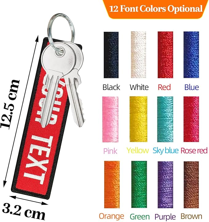 Customized Keychain, Personalized Embroidery Key Chains 1 PC, Double Sided Number and Name Key Tag for Door, Motorcycle, Car, Scooter, ATV
