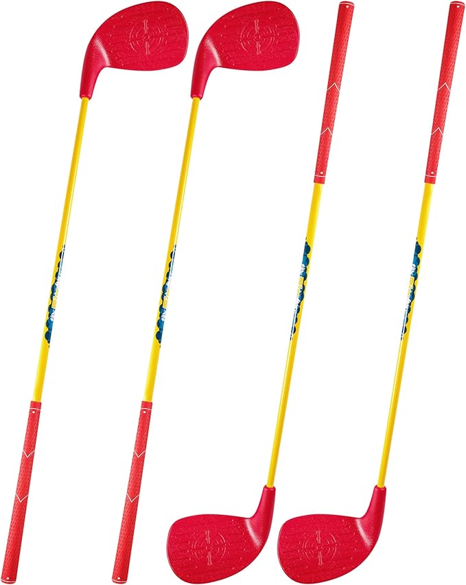 4 Pack Red Golf Clubs with 5” x 3.5” Oversized Heads and 36” Lightweight Carbon Shaft Perfect for Outdoor Yard Games