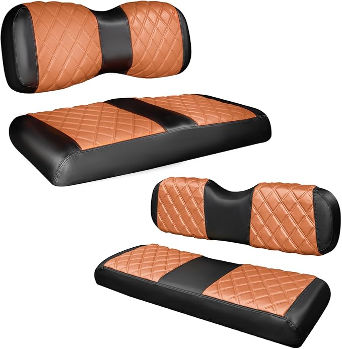 NOKINS 4PCS Golf Cart Diamond Seat Covers Kit,Front and Rear Seat Covers Fits for EZGO/Club Car/Yamaha Original Regular Seat Cushion, No Stapler
