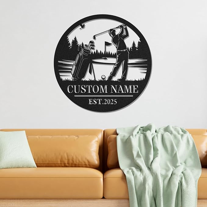 Personalized Golf Metal Wall Art, Vintage Golf Wall Decor, Custom Signs Outdoor Metal, 19th Hole Home Decor for Man Cave Garage Bar Club, Personalized Golfer Gifts for Men Dad Father