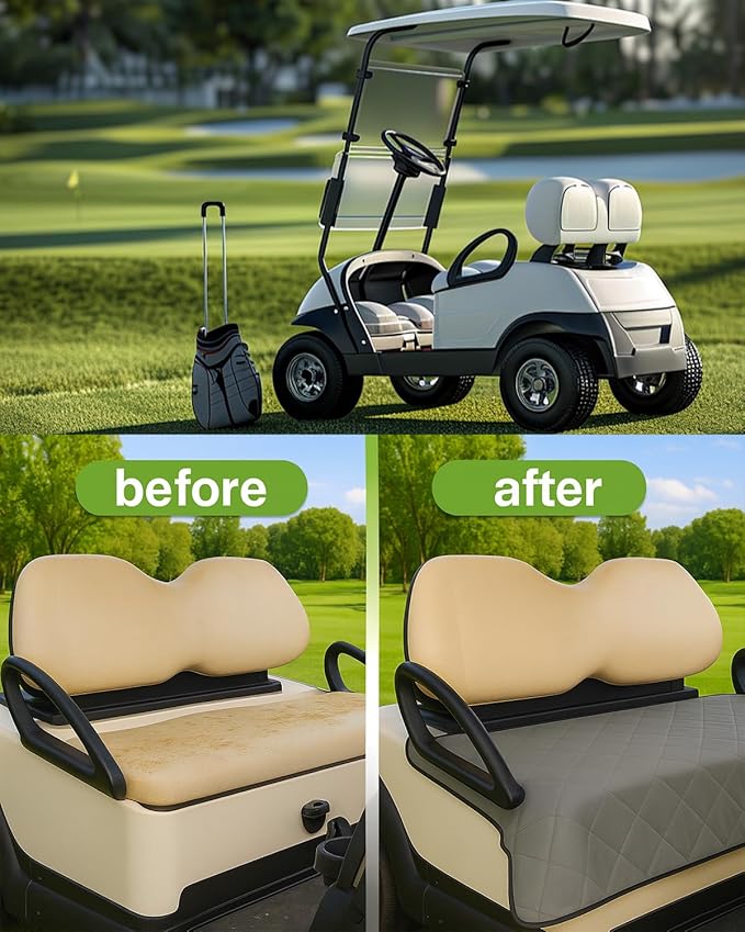 Golf Cart Seat Covers, Universal Golf Cart Seat Towel Blanket Nonskid Bottom Fits for EZGO, Yamaha, Club Car and More 2 Person Seats Golf Carts