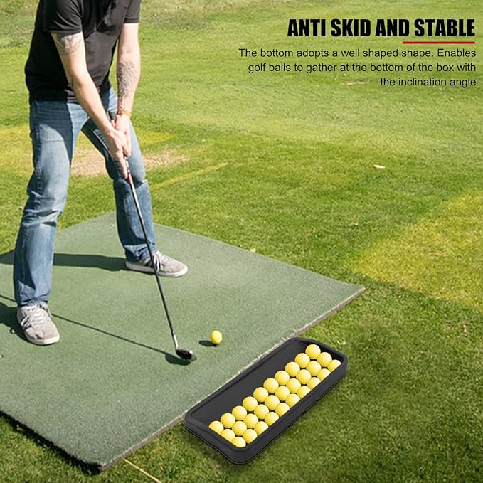 EVTSCAN Heavy Duty Rubber Golf Ball Tray, 4lb, Holds up to 100 Practice Balls, Compatible with All Hitting Mats, Range Ball Tray, Won’t Blow Away