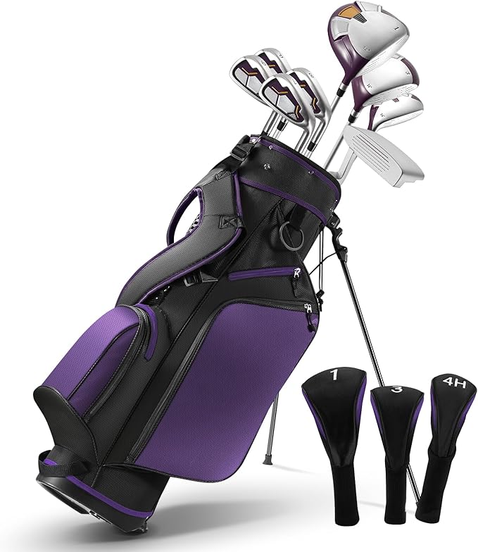 Golf Clubs Womens Golf Clubs Golf Club Set with Head Cover Stand Bag Includes #1 Driver & #3 Fairway Wood & #4 Hybrid & #7#8#9#P Irons