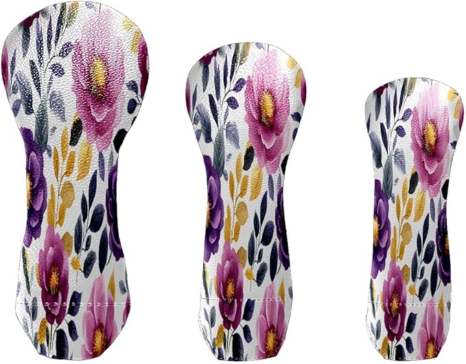 Funny Butterfly Colorful Golf Head Covers for Driver, Fairway, Hybrid & 3 Wood Premium PU Leather with Soft Velvet Lining Waterproof & Scratch-Resistant Unique Golf Gift for Men & Women