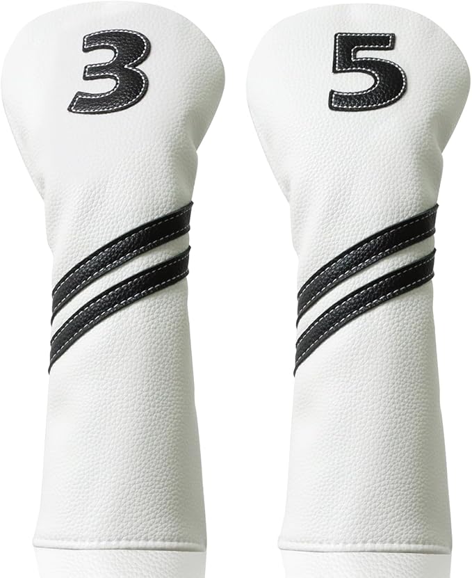 Golf Club Covers,4pcs or 1pc Golf Headcovers for Woods and Driver Fairway Hybrids Women Men - Premium PU Leather with Interchangeable Tags & Magnetic Blade and Mallet Putter Covers