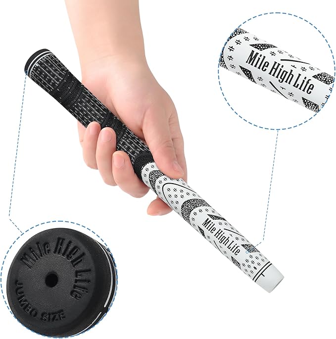 Mile High Life Golf Grips 13 Pack / 3 Pack - All-Weather Soft Rubber Golf Club Grips - High Shock Absorption, Enhanced Traction - Standard, Midsize & Jumbo Size (Core 0.58"-0.61")