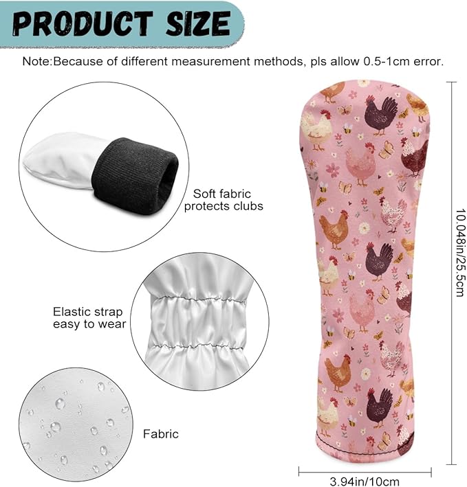 Golf Club Head Covers for Club Protective, Waterproof PU Leather Driver Fairway Wood Hybrid Head Cover