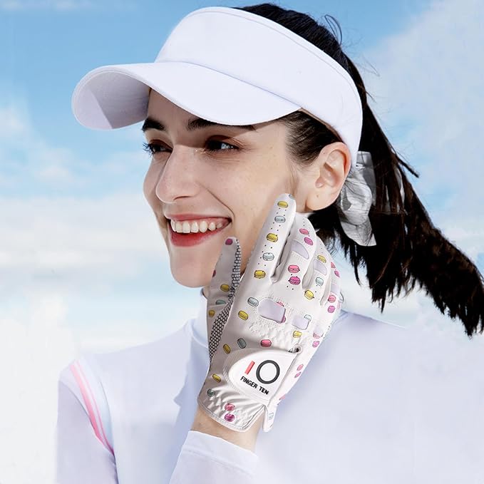 FINGER TEN Non Slip Golf Gloves Women 2 Pack for Left Right Handed Golfers, All Weather Grip & Comfortable Glove for Serious Performance, Fit Size Medium Small Large