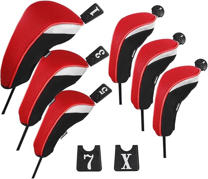 Andux 6pcs/Set Golf Club Head Covers Woods Driver Fairway Hybrid Set (3 Hybrids + 3 Woods)