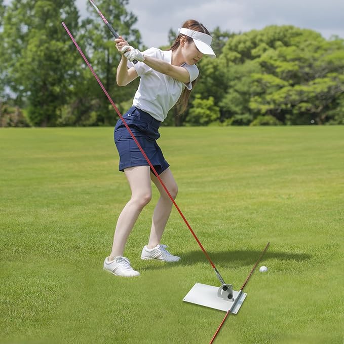 Golf Alignment Stick Training Aid Set - Upgraded Metal Rods with Foldable Angle-Adjustable Stand and Portable Bag,Golf Swing Trainer for Swing Plane, Aim, and Putting Alignment,Golf Accessories Gifts