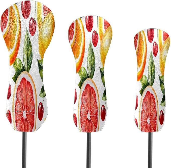 Funny Butterfly Colorful Golf Head Covers for Driver, Fairway, Hybrid & 3 Wood Premium PU Leather with Soft Velvet Lining Waterproof & Scratch-Resistant Unique Golf Gift for Men & Women