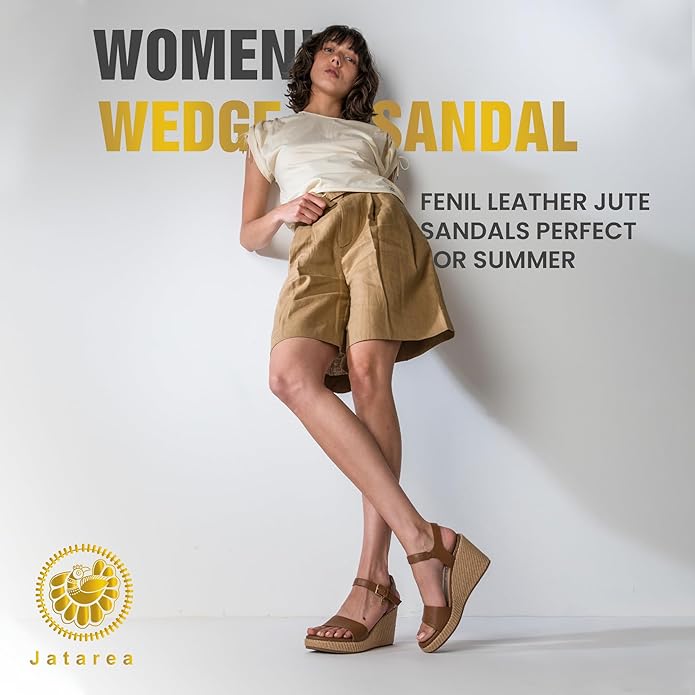JATAREA Leather Wedge Sandals for Women | Women's Sandals Perfect for Summer