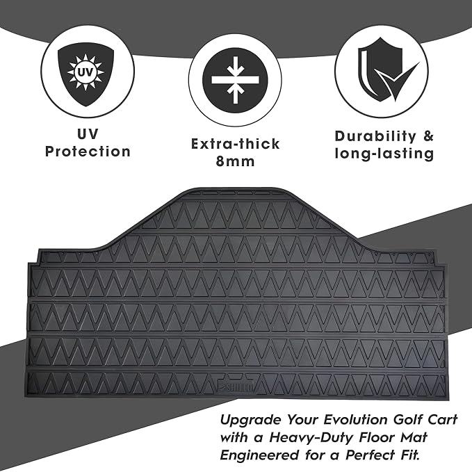 Club Clean Evolution Golf Cart Floor Mat, Fits D5 and D5 Max Models, Full Coverage 8 mm Heavy-Duty Compound Liner, Waterproof Non-Slip Floor Protector, Premium Custom Fit Design (D5 1st & 2nd Row)