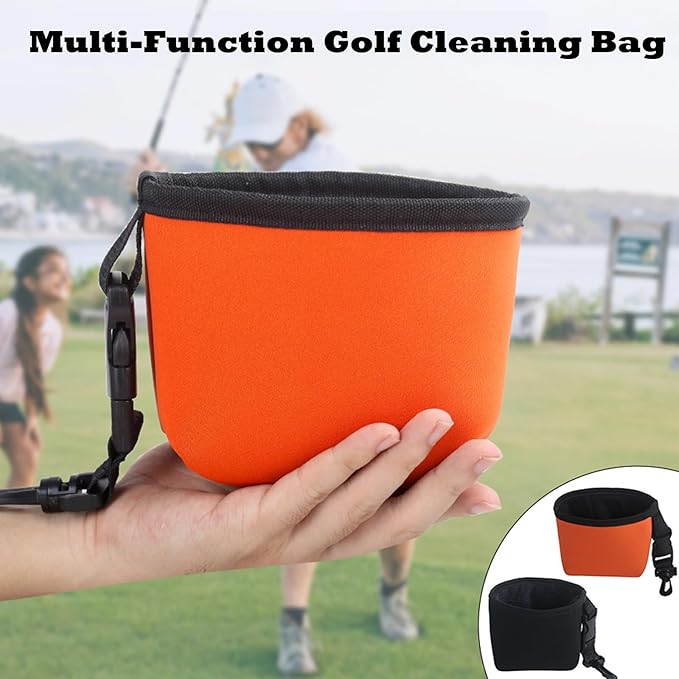 Golf Ball Cleaner Bag Club Cleaning Kit Waterproof Golf Ball Washer Pouch with Detachable Clip, Portable Club Grooves Washer Pocket for Men Women