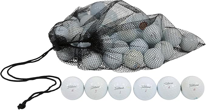 Clean Green Golf Ball Mix - 50 Titleist Pro V1 and V1x Recycled and Used Balls - Includes Mesh Carrying Bag - Good Condition