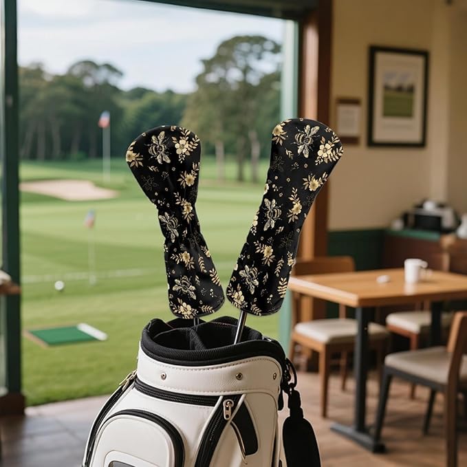 Golf Club Head Covers for Club Protective, Waterproof PU Leather Driver Fairway Wood Hybrid Head Cover