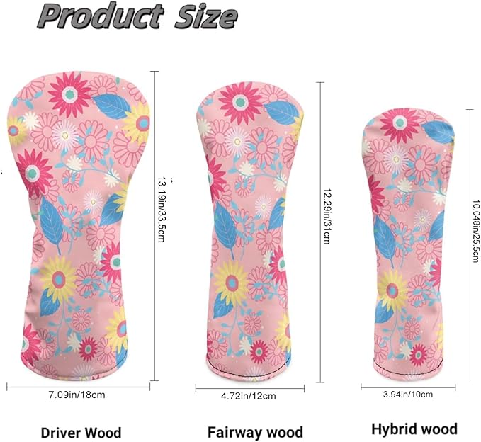 Golf Club Head Covers for Club Protective, Waterproof PU Leather Driver Fairway Wood Hybrid Head Cover