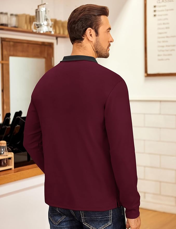 COOFANDY Men's Fleece Quarter Zip Pullover Long Sleeve Mock Neck Sweatshirt